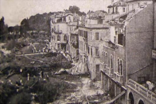 Una delle immagini della devastazione che il tornado provocò a Venezia