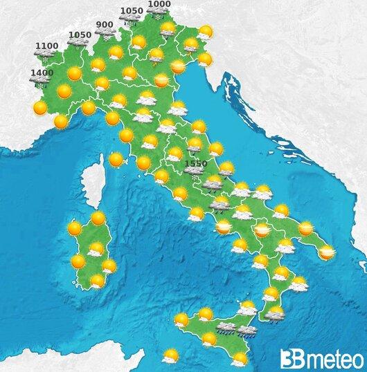 Il tempo previsto per la giornata di dopodomani