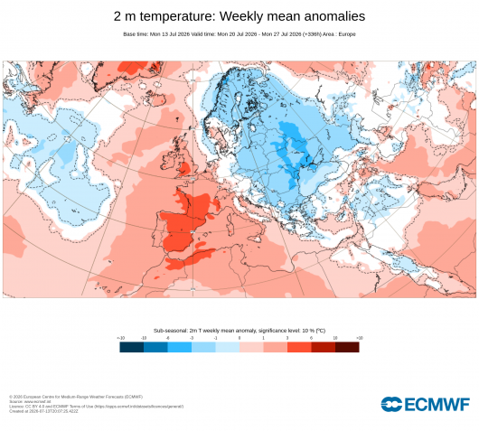 20-27 luglio: anomalie temperatura a 2 metri