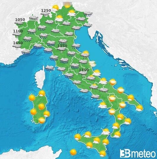 Il tempo previsto per la giornata di dopodomani
