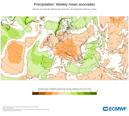 28 aprile - 5 maggio: anomalie precipitazioni