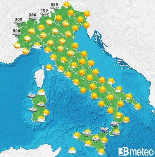 Il tempo previsto per la giornata di dopodomani