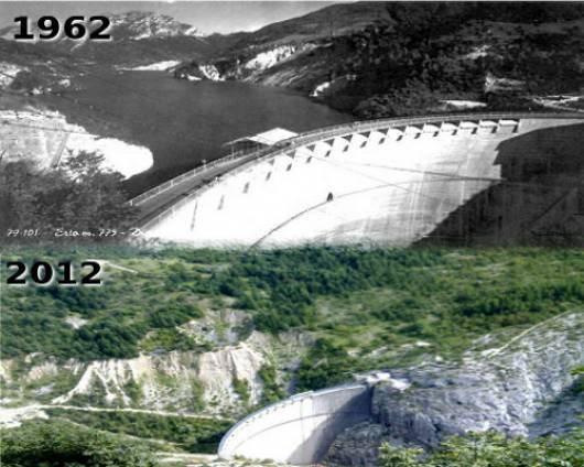 La diga prima e dopo il disastro