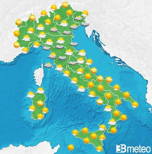 Il tempo previsto per la giornata di domani