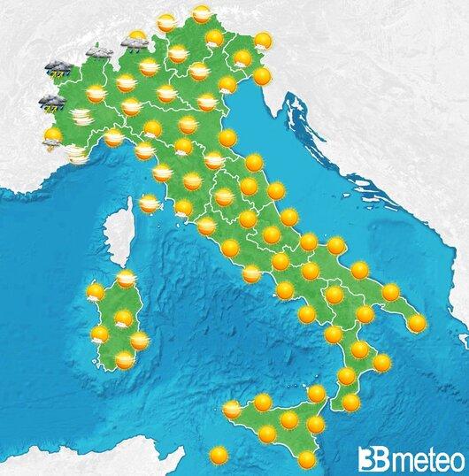 Il tempo previsto per la giornata di domani