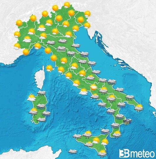 Il tempo previsto per la giornata di domani