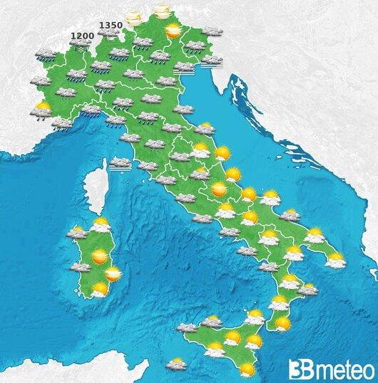 Il tempo previsto per la giornata di dopodomani