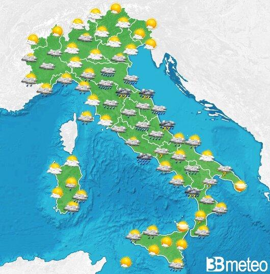 Il tempo previsto per la giornata di domani