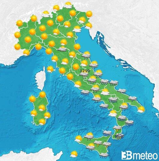 Il tempo previsto per la giornata di dopodomani