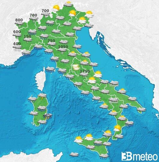 Il tempo previsto per la giornata di dopodomani