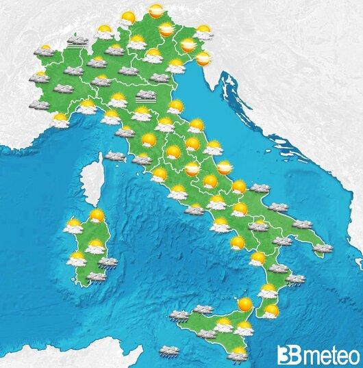 Il tempo previsto per la giornata di domani