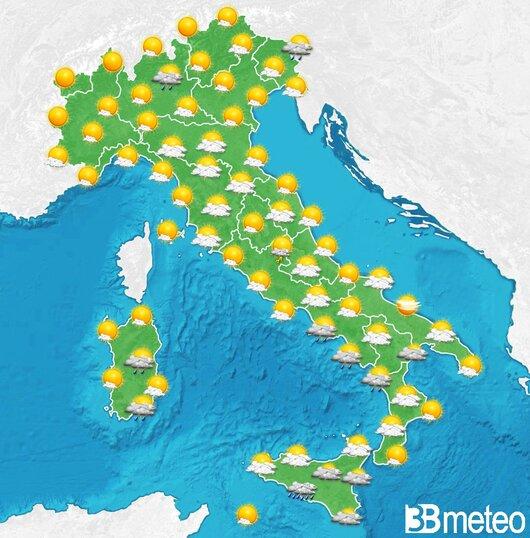 Il tempo previsto per la giornata di domani