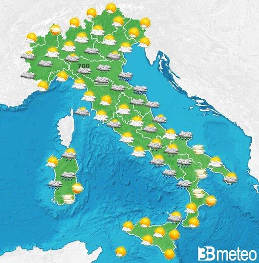 Il tempo previsto per la giornata di dopodomani