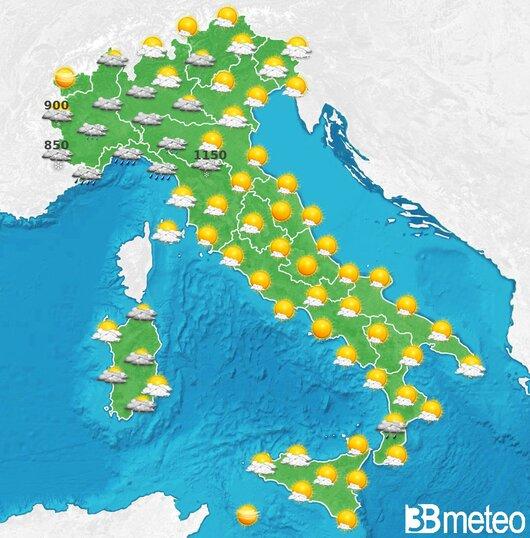 Il tempo previsto per la giornata di dopodomani