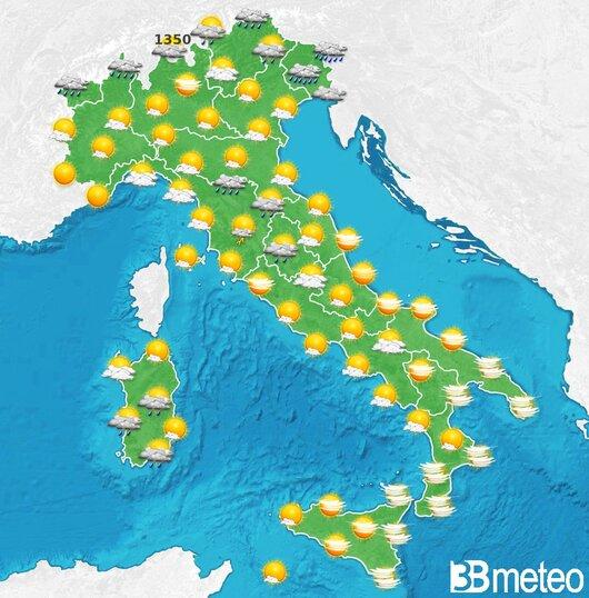 Il tempo previsto per la giornata di dopodomani
