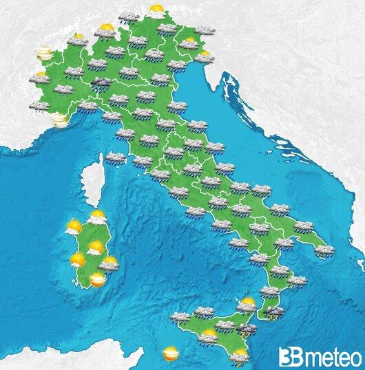 Il tempo previsto per la giornata di domani