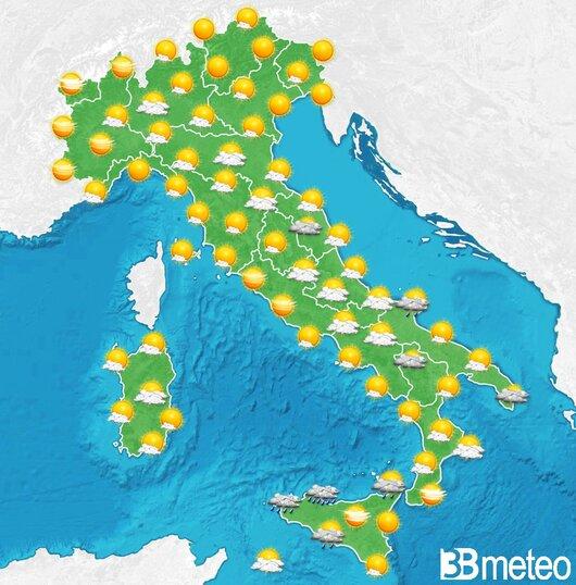 Il tempo previsto per la giornata di domani