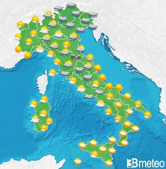 Il tempo previsto per la giornata di domani