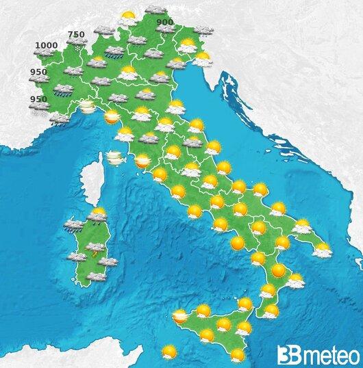 Il tempo previsto per la giornata di dopodomani