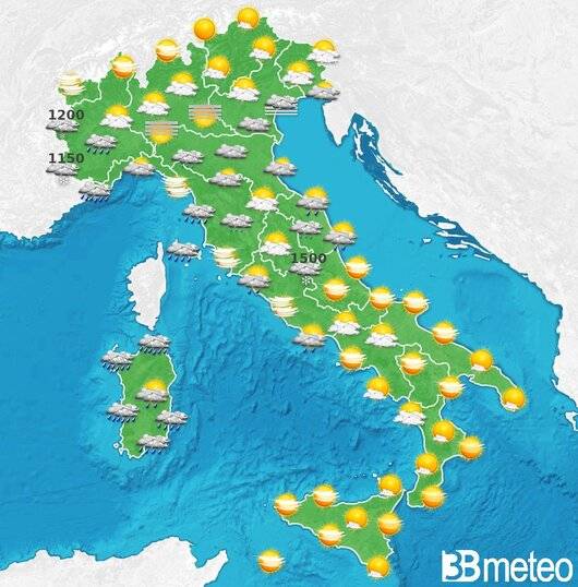 Il tempo previsto per la giornata di dopodomani