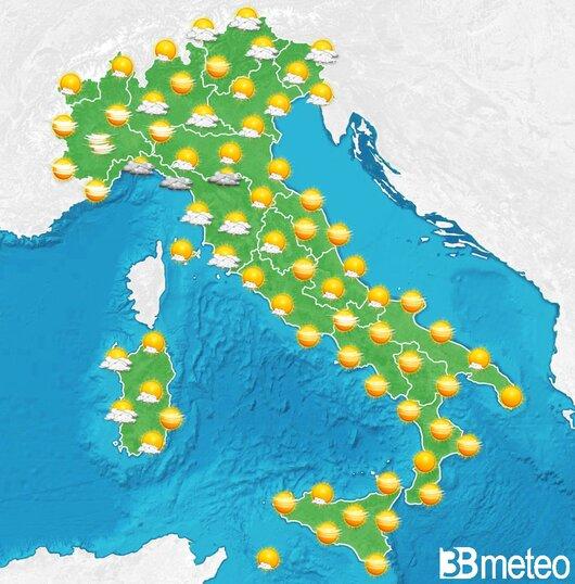 Il tempo previsto per la giornata di domani