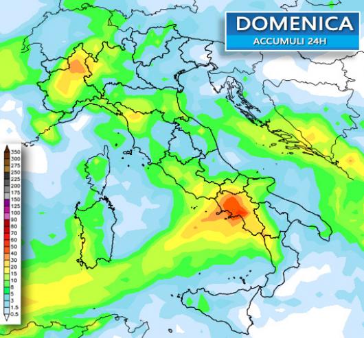 Accumuli previsti domenica