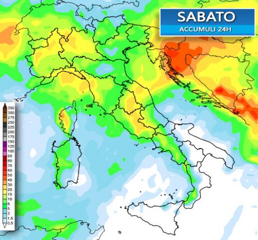 Accumuli previsti sabato