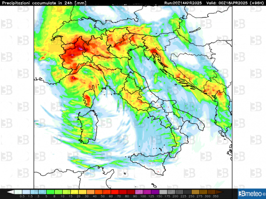 Accumuli totali nelle 24h per giovedì