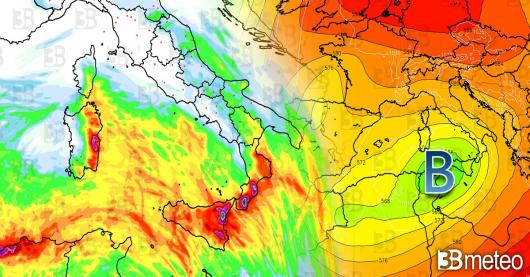 Accumulo complessivo precipitazioni previste fino a venerdì sera