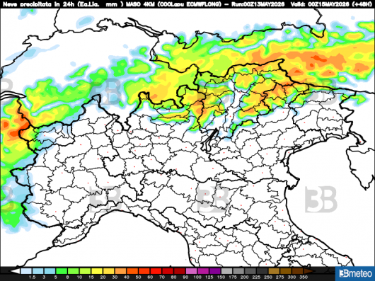 Accumulo neve nelle 24 ore di giovedì