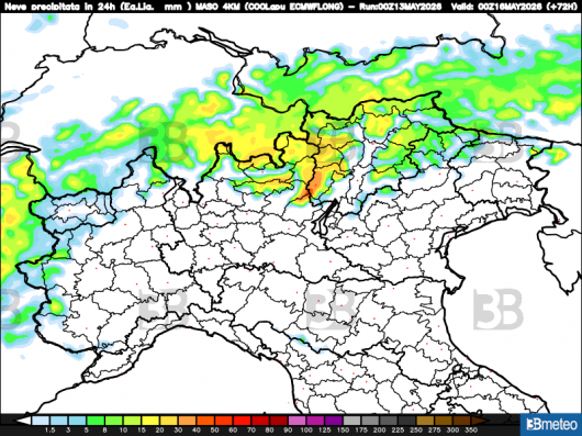 Accumulo neve nelle 24 ore di venerdì