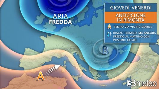 Alta pressione in rimonta tra giovedì e venerdì