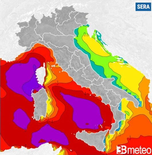 Altezza onde giovedì