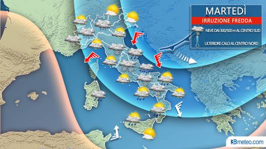 Ancora maltempo invernale nella giornata di martedì