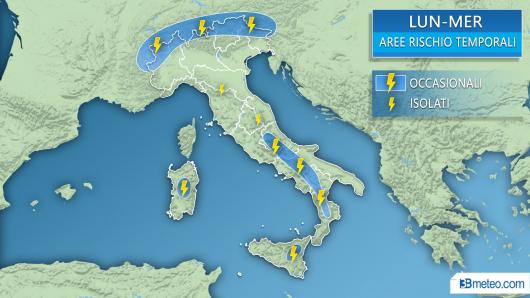 Ancora rischio temporali di calore nei prossimi giorni in alcune zone