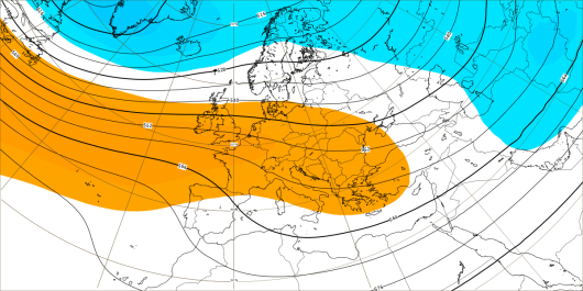 Anomalia altezza di geopotenziale a 500 hpa (dati ECMWF)