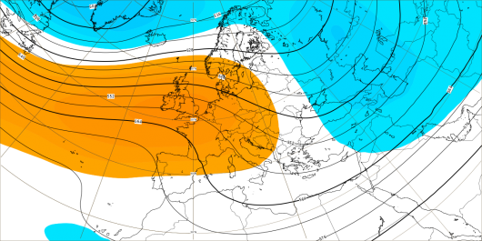 Anomalia altezza di geopotenziale a 500 hpa (dati ECMWF)