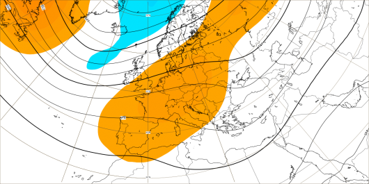 Anomalia settimanale dell'altezza di geopotenziale (dati ECMWF)