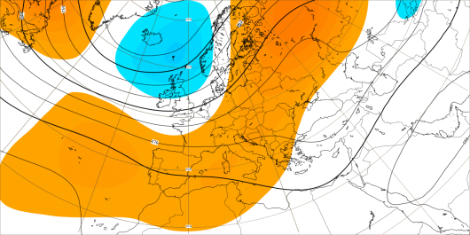 Anomalia settimanale dell'altezza di geopotenziale (dati ECMWF)