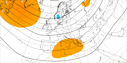 Anomalia settimanale dell'altezza di geopotenziale (dati ECMWF)