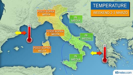 Anomalia temperature weekend 2-3 marzo