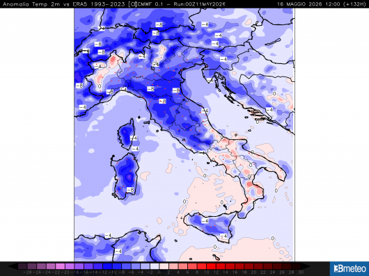Anomalie a 2metri previste per sabato, ore 12