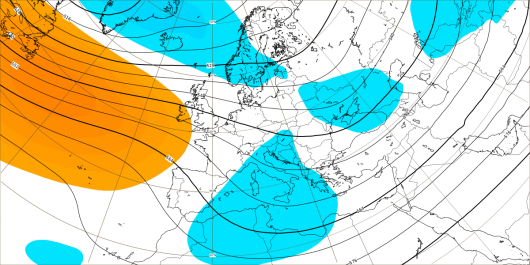 Anomalie altezza di geopotenziale a 500 hpa (dati ECMWF)
