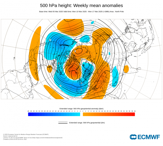 anomalie di geopotenziale a 500 hPa 