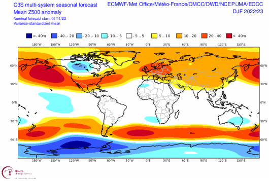 anomalie geopotenziale a 500 hPa, fonte Copernicus