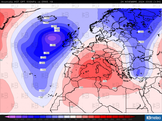 Anomalie geopotenziale a 500hPa