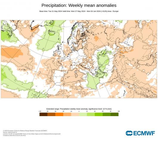 anomalie precipitazioni Ecmwf