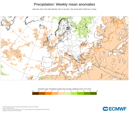 anomalie precipitazioni ultima decade di aprile