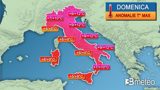 Anomalie rispetto alla media trentennale 1981-2010