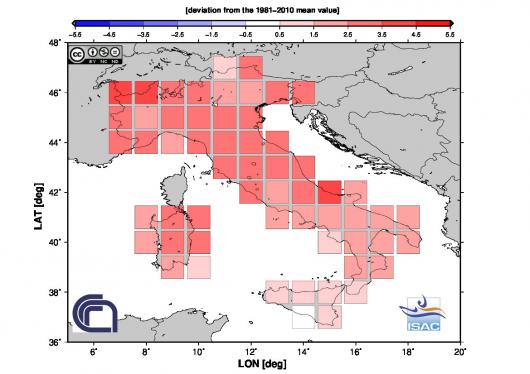 Anomalie sui valori massimi stagione invernale (dati ISAC)